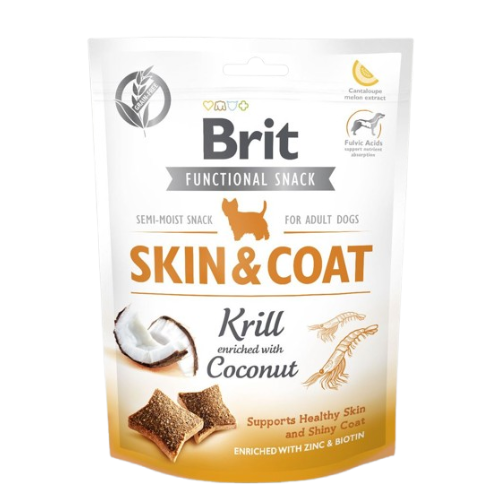Friandises semi-humide - Peau & Pelage - Krill & Noix de Coco - Brit - 150g